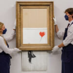 バンクシー作の『3年前に裁断された絵画』が約29億円で落札される
